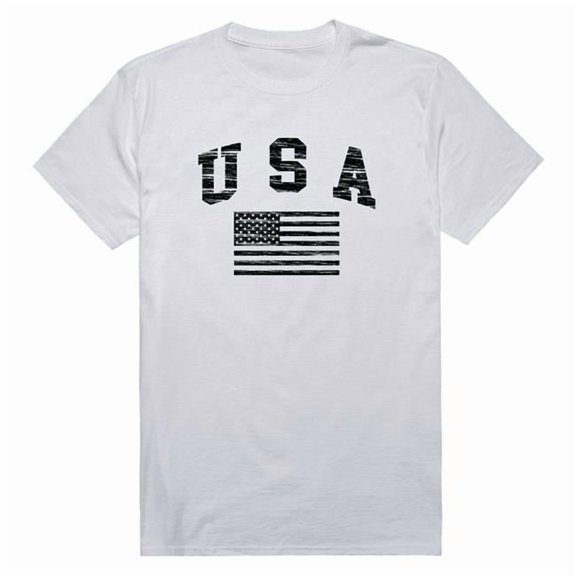 Rapid Dominance RS6-US2-WHT-04 Distressed USA 2 Flag Short Sleeve T-Shirt, White - Extra Large