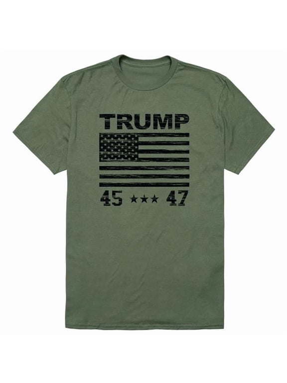 RS9-TR3-OLV-02 Distressed Campaign Trump 3 Short Sleeve T-Shirt, Olive - Medium