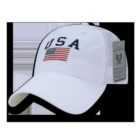Rapid Dominance Relaxed Trucker USA Cap, White