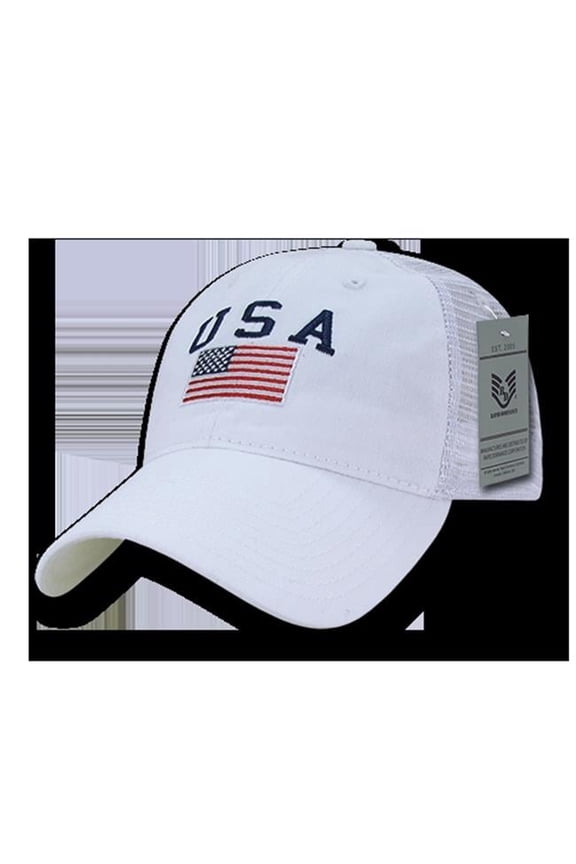Relaxed Trucker USA Cap, White