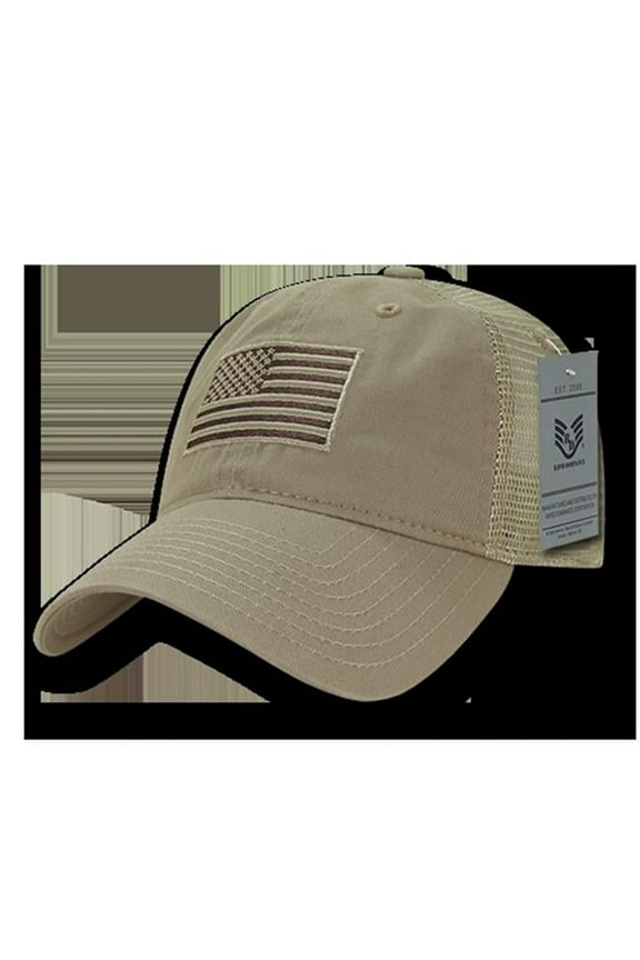 Relaxed Trucker USA Tonal Flag Cap, Khaki