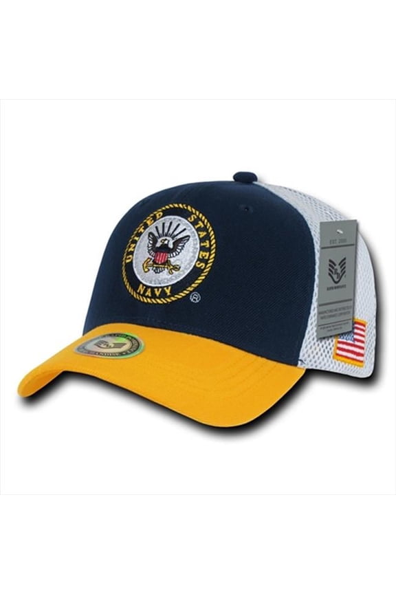 Deluxe Mesh Military Caps, Navy, NvyGold