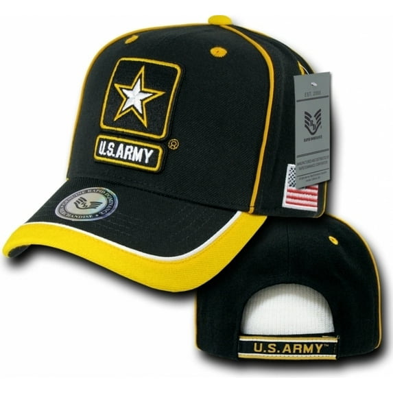 Rapid Dominance S012-ARMY Piped Military Caps, Army, Black