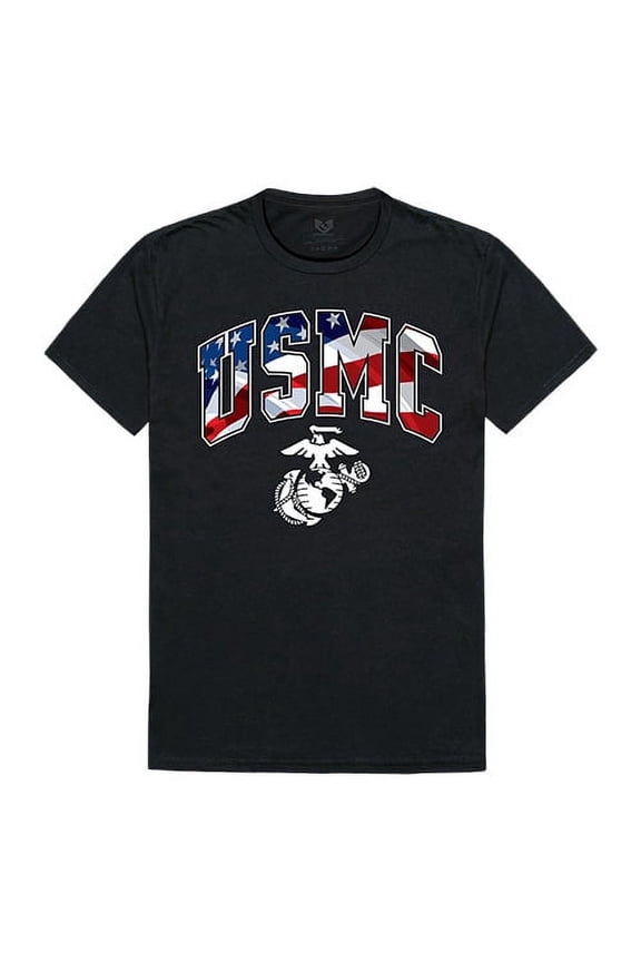 RapidDominance S35-MAR-E27-01 Marines Flag Letter Tee, Black - Small
