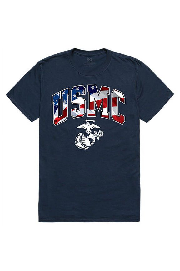 S35-MAR-BGT-01 Marines Flag Letter Tee, Navy - Small