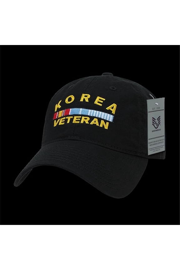 S78-KV-BLK Korea Veteran Relaxed Cotton Caps, Black - One Size