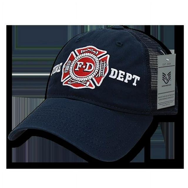 Rapid Dominance S79-FD-NVY Relaxed Trucker Fire Dept Caps, Navy
