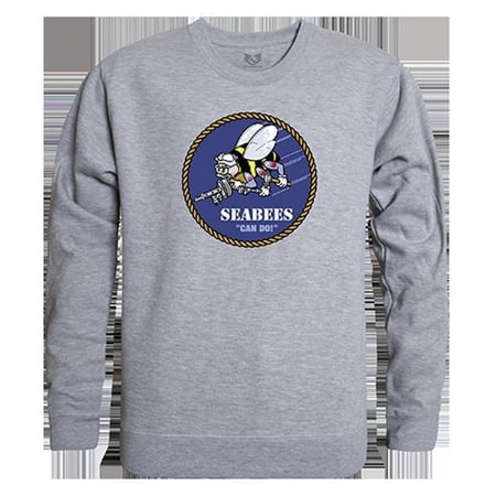 Rapid Dominance Seabees Graphic Crew Neck Sweatshirt, Heather Grey - Large