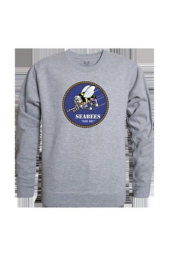 Seabees Graphic Crew Neck Sweatshirt, Heather Grey - Large