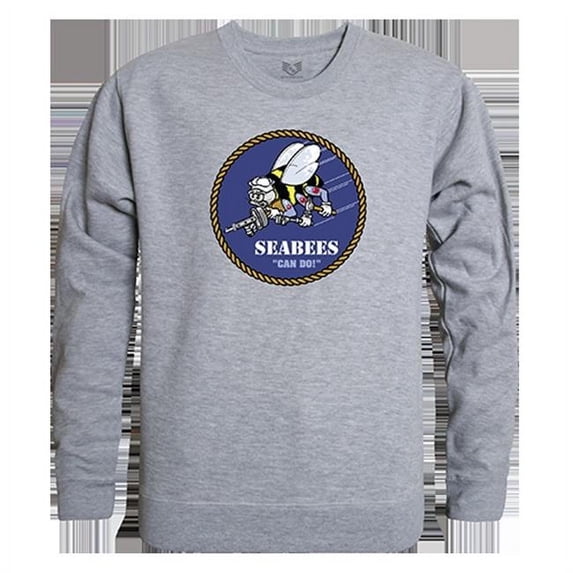 Rapid Dominance Seabees Graphic Crew Neck Sweatshirt, Heather Grey - Large