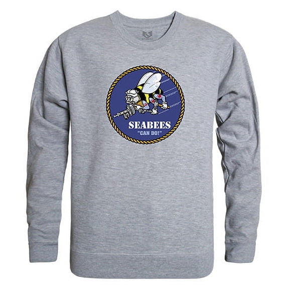 Rapid Dominance  Seabees Graphic Crew Neck Sweatshirt - Heather Grey - Medium