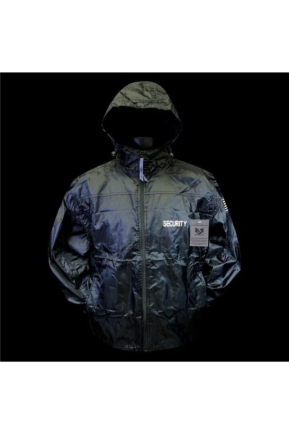 Security with F Solid Wind Breaker Jacket, Black - Medium