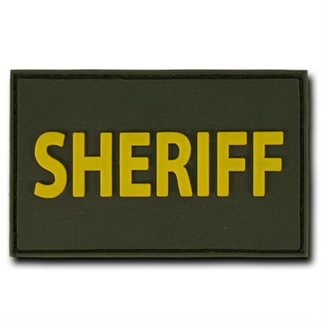 Rapid Dominance Sheriff Text Rubber H&L-Back Patch [Olive Green - 3x2"]