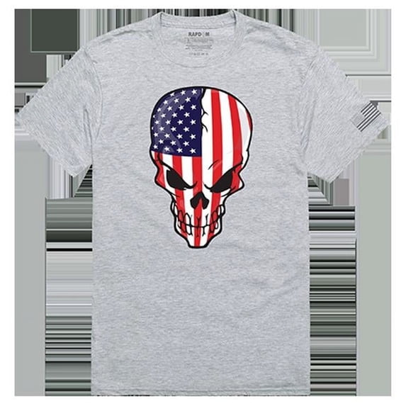 Rapid Dominance Skull Flag Tactical Graphic Tee Shirt, Heather Gray - Extra Large