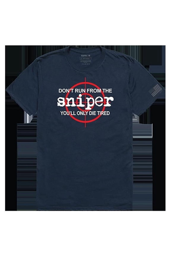 Sniper Tactical Graphic Tee Shirt, Navy - 2XL