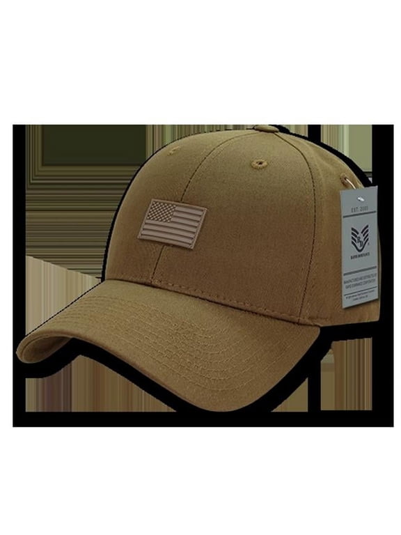 Structured Rubber USA Flag Baseball Cap Hat A07-USA (Coyote)