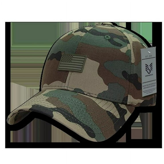 Rapid Dominance Structured Rubber USA Flag Baseball Cap Hat A07-USA (Woodland)