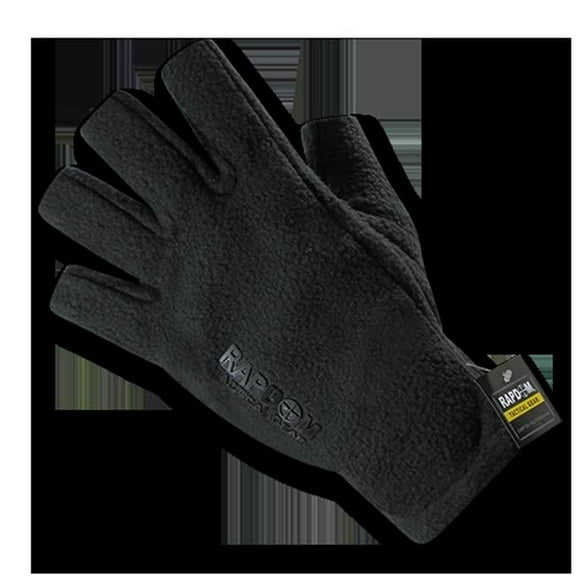 Rapid Dominance T47-PL-BLK-05 Polar Fleece Half Finger Gloves, Black - 2X