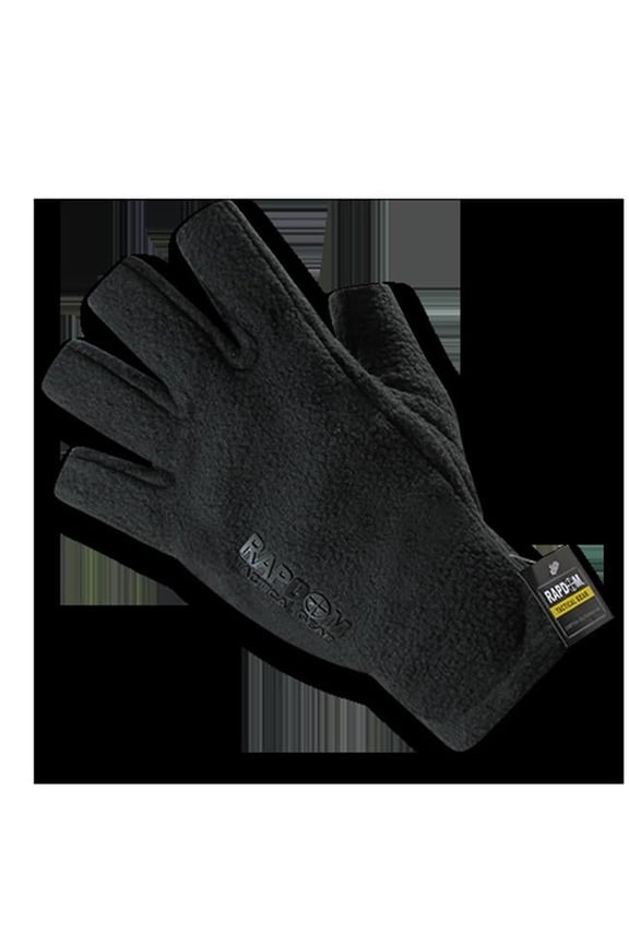 T47-PL-BLK-05 Polar Fleece Half Finger Gloves, Black - 2X