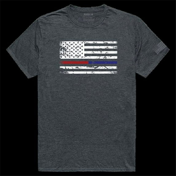 Rapid Dominance TRL & TBL Dual Flag Tactical Graphics T-Shirt, Heather Charcoal - Small