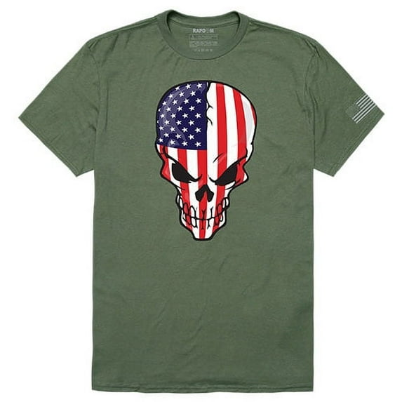 Rapid Dominance TS1-801-G78-04 Skull Flag Tactical Graphic Tee Shirt, Olive - Extra Large