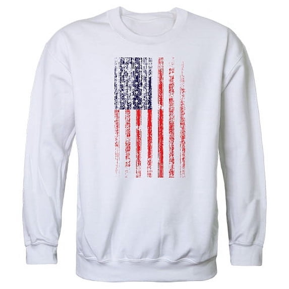 Rapid Dominance TS2-800-WHT-04 Distressed Flag Graphic Crewneck Sweatshirt, White - Extra Large