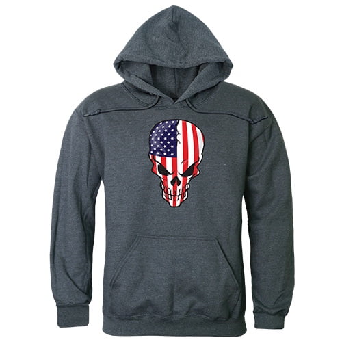 Rapid Dominance TS4-801-HCH-02 Skull Flag Graphic Pullover Sweatshirt, Heather Charcoal - Medium