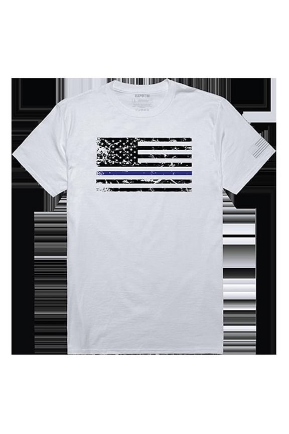 Thin Blue Line Tactical Graphic T-shirt, White - Extra Large