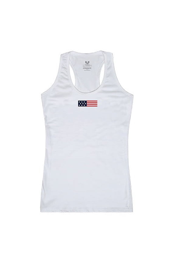 G02 Graphic Tanks, Distressed Flag-US Flag 1 - White-S