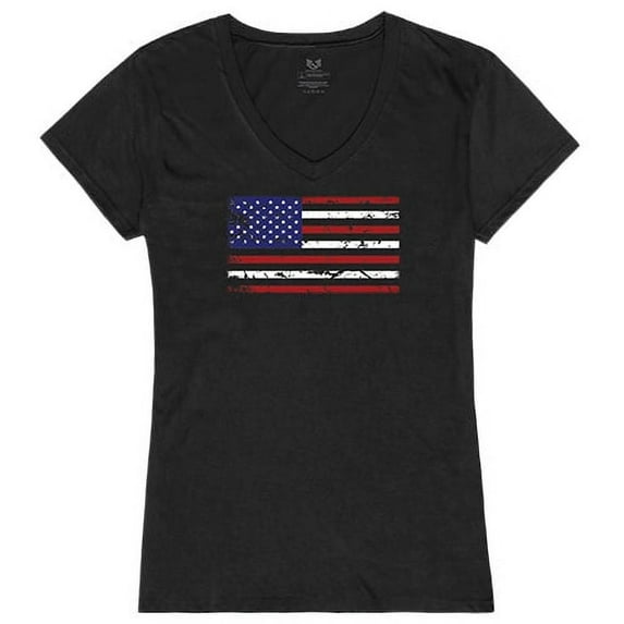 Rapid Dominance US Flag Graphic V-Neck T-Shirt, Black - Medium