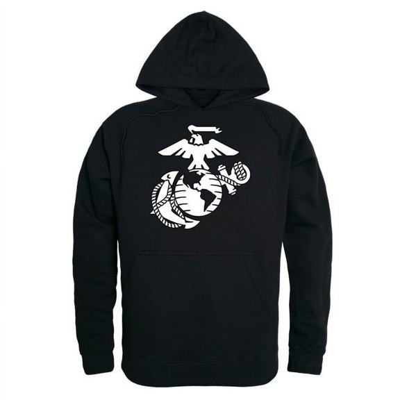 Rapid Dominance US Marines Globe & Anchor Logo Mens Pullover Hoodie [Black - L]
