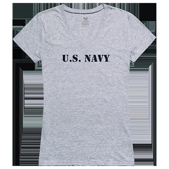 Rapid Dominance  US Navy 2 Graphic V-Neck T-Shirt, Heather Gray - Large