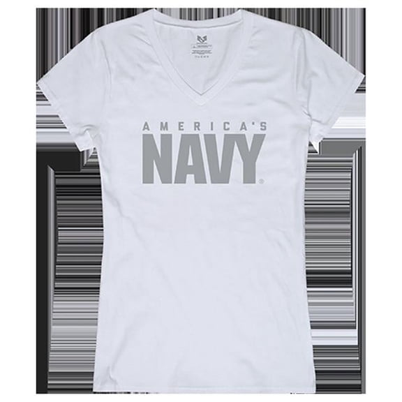 Rapid Dominance US Navy Graphic V-Neck T-Shirt, White - Small