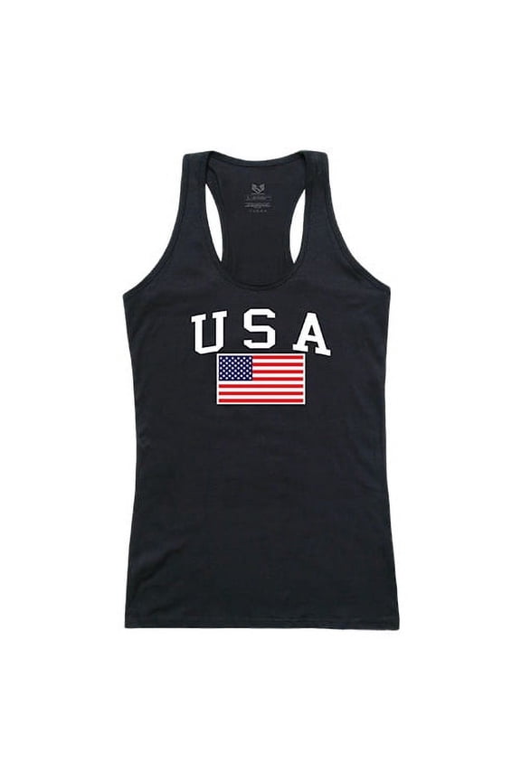 USA & Flag Graphic Tank Top, Black - 2XL