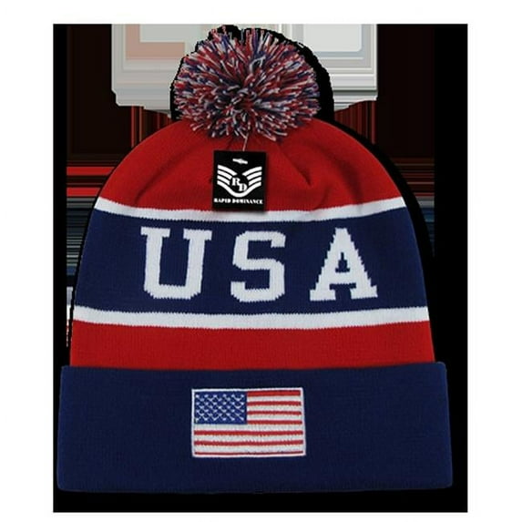 Rapid Dominance USA Flag Label Knit Beanie Fallen United States American Patriot