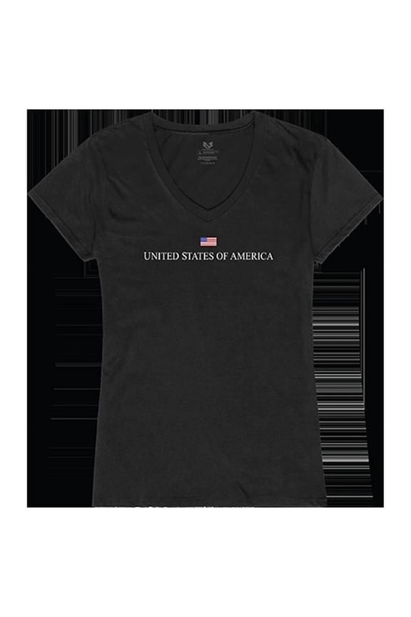 USA Graphic V-Neck T-Shirts, Black - Large