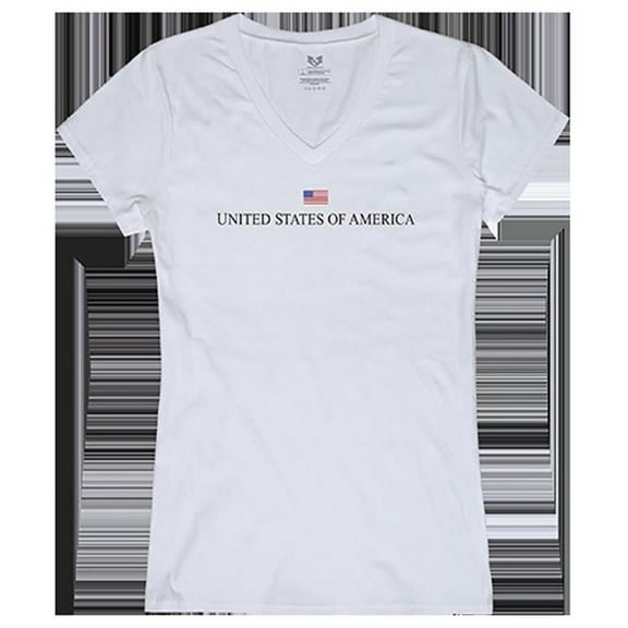 Rapid Dominance  USA Graphic V-Neck T-Shirts, White - Large