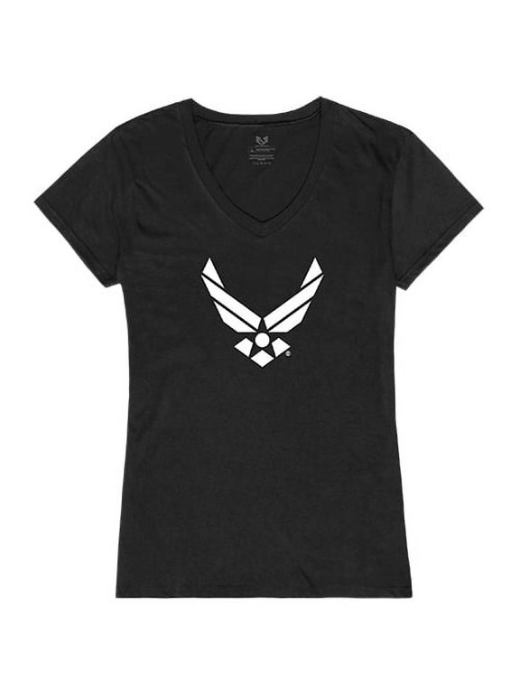 USAF Wing Graphic V-Neck T-Shirts, Black - 2XL