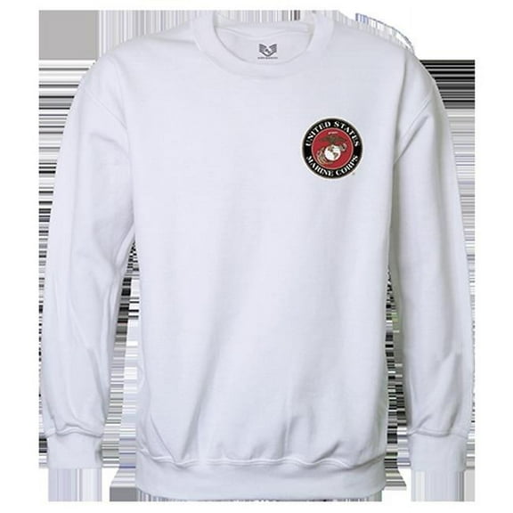 Rapid Dominance USMC Emblem Graphic Crewneck Sweatshirt, White - Small