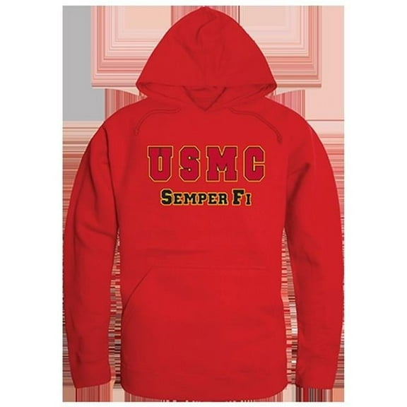 Rapid Dominance USMC Text Graphic Mens Pullover Hoodie [Red - S]