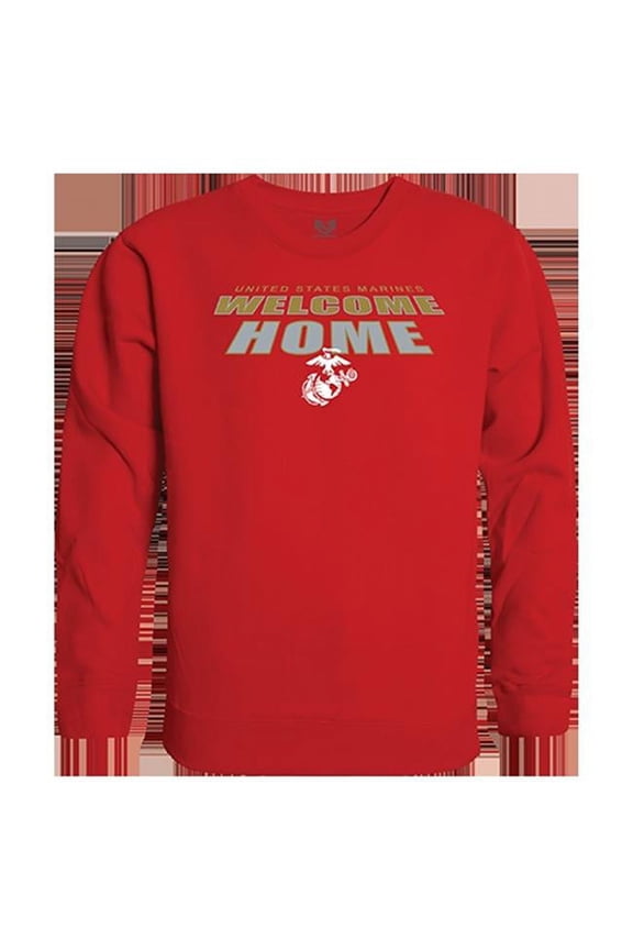 USMC Welcome Graphic Crewneck Sweatshirt, Red - Extra Large