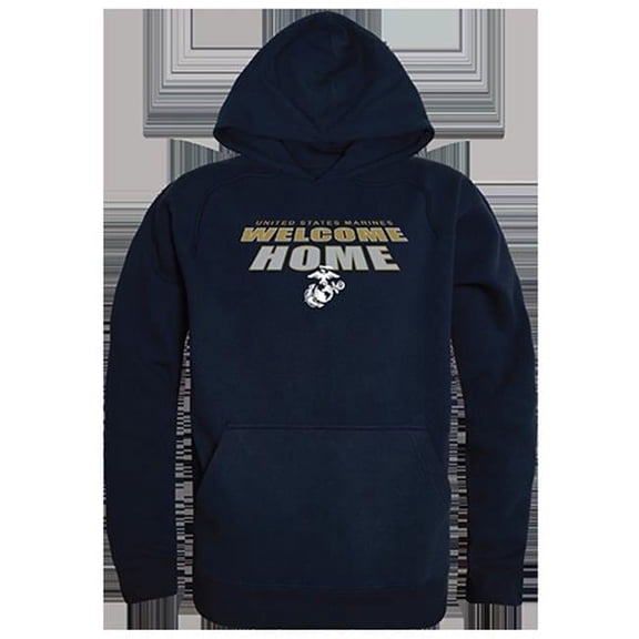 Rapid Dominance USMC Welcome Home Graphic Mens Pullover Hoodie [Navy Blue - XL]