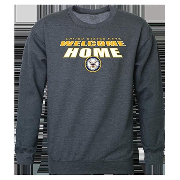 Rapid Dominance  USN Welcome Graphic Crewneck Sweatshirt, Heather Charcoal - Extra Large