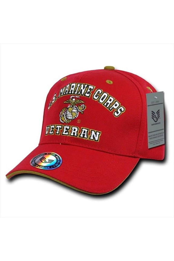RapDom U.S. Marine Corps Veteran Emblem Mens Cap [Red - Adjustable]