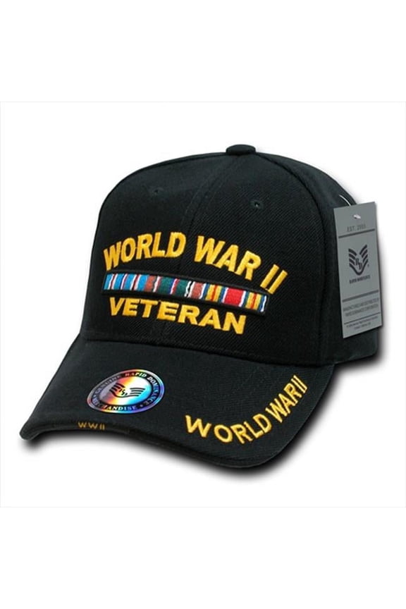 DeLuxe Milit. Caps, WWII Vet., Black