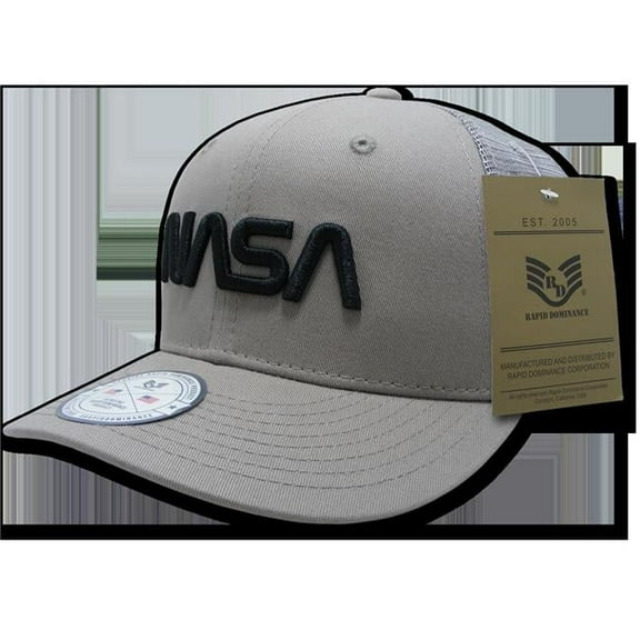Rapid Dominance  Worm NASA Cotton Trucker Cap, Gray - One Size