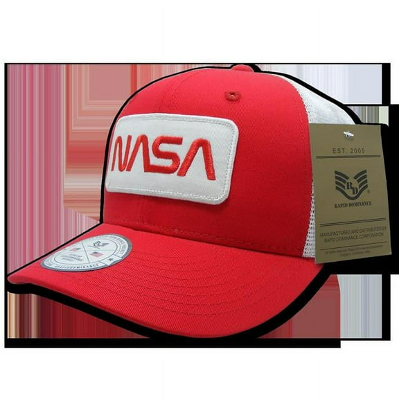 Rapid Dominance  Worm NASA Patch Trucker Cap Red & White - One Size