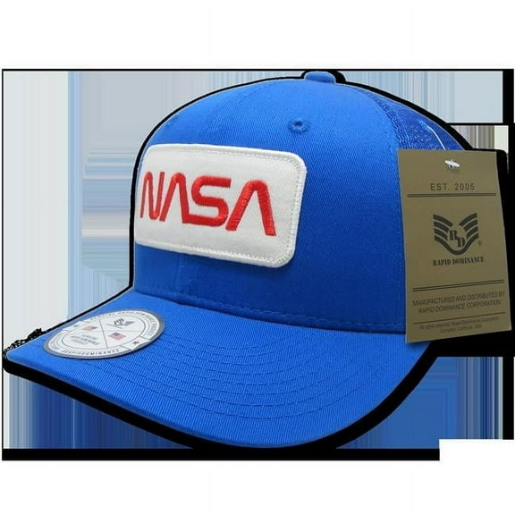 Rapid Dominance Worm NASA Patch Trucker Cap, Royal - One Size