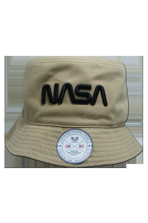 Rapid Dominance Worm NASA Relaxed Bucket Hat, Khaki - Large & Extra Large