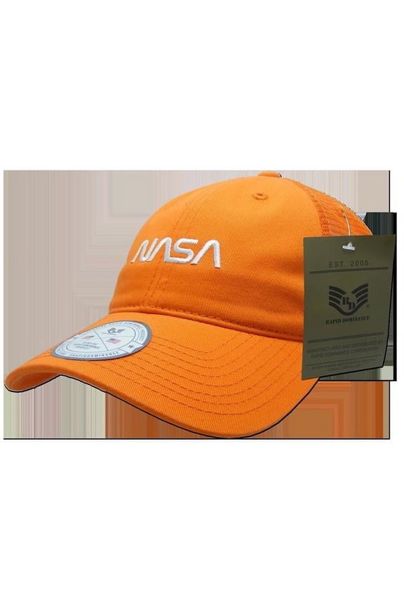 Rapid Dominance Worm NASA Relaxed Trucker Cap, Orange - One Size